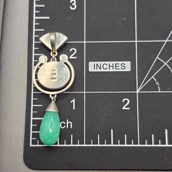 Whitney Kelly Sterling Silver Lapis Lace Agate Chrysoprase Drop Pendant 2.25" - Picture 10 of 10